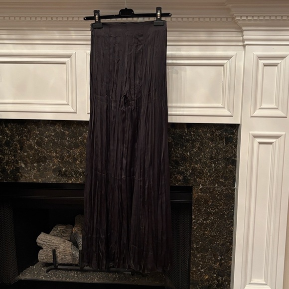 Zara wrinkle satin effect high waist super wide leg black pants sz.XS - Picture 8 of 15